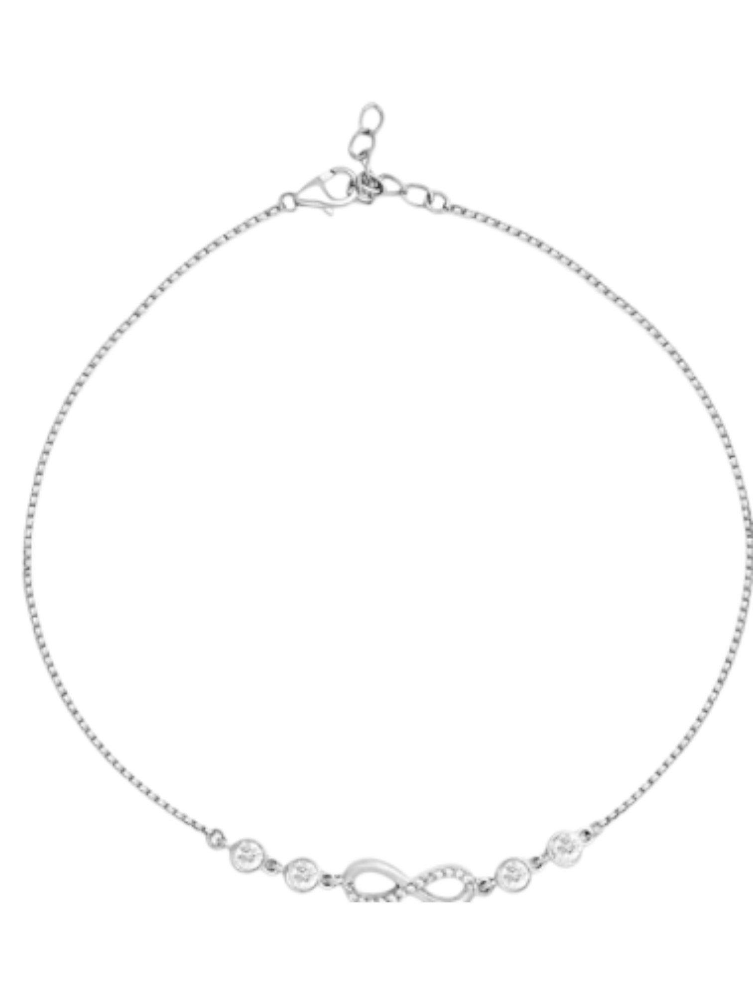Infinite Sparkle Rhodium-Plated Kesardeep Impex By 925 Sterling Silver Anklet For Women